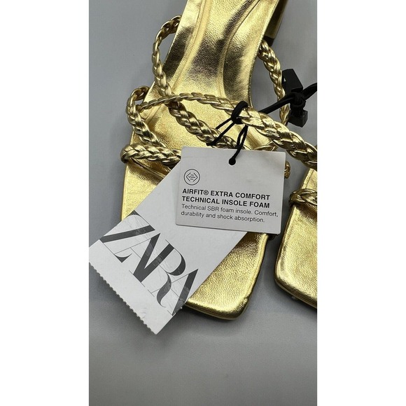 Zara Gold Braided Strap Sandals - Picture 7 of 8